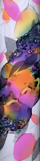 Free abstract bookmark featuring pink and purple shapes